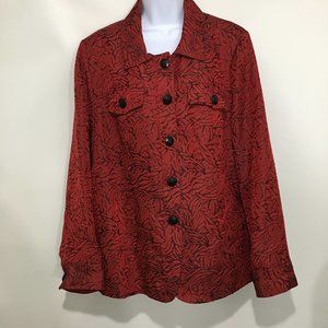 Laura Ashley Woman 2X Red Textured Button-Front Lined Jacket